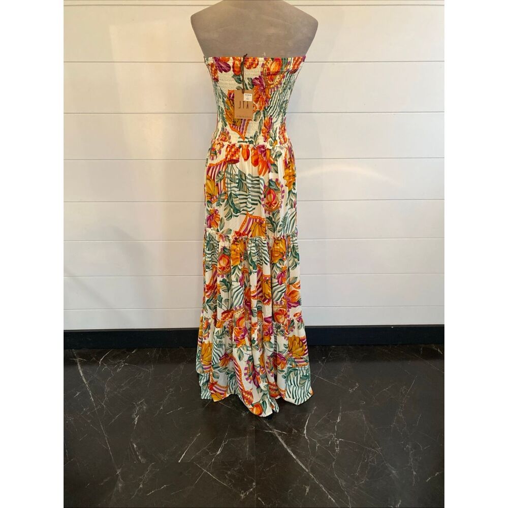 Abel the Label fruit print floral maxi dress strapless tube top, size XS NWOT - Picture 6 of 9